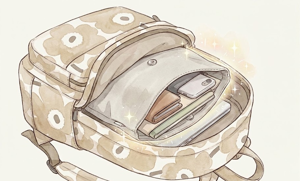 マリメッコリュックの中身がバッグインバッグでシンデレラフィット