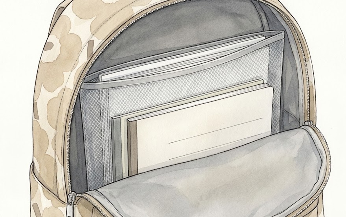 無印のメッシュならマリメッコリュックの書類も綺麗に収納