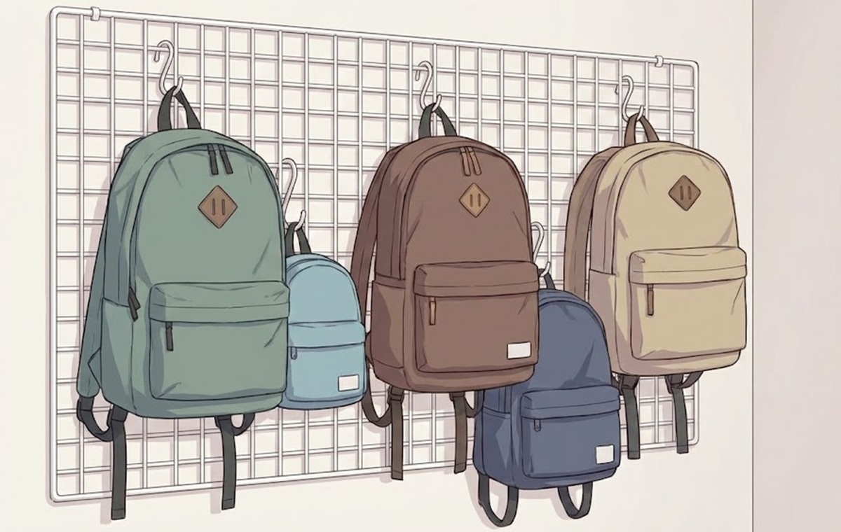 100均グッズで自宅のリュックを浮かせる収納を作る