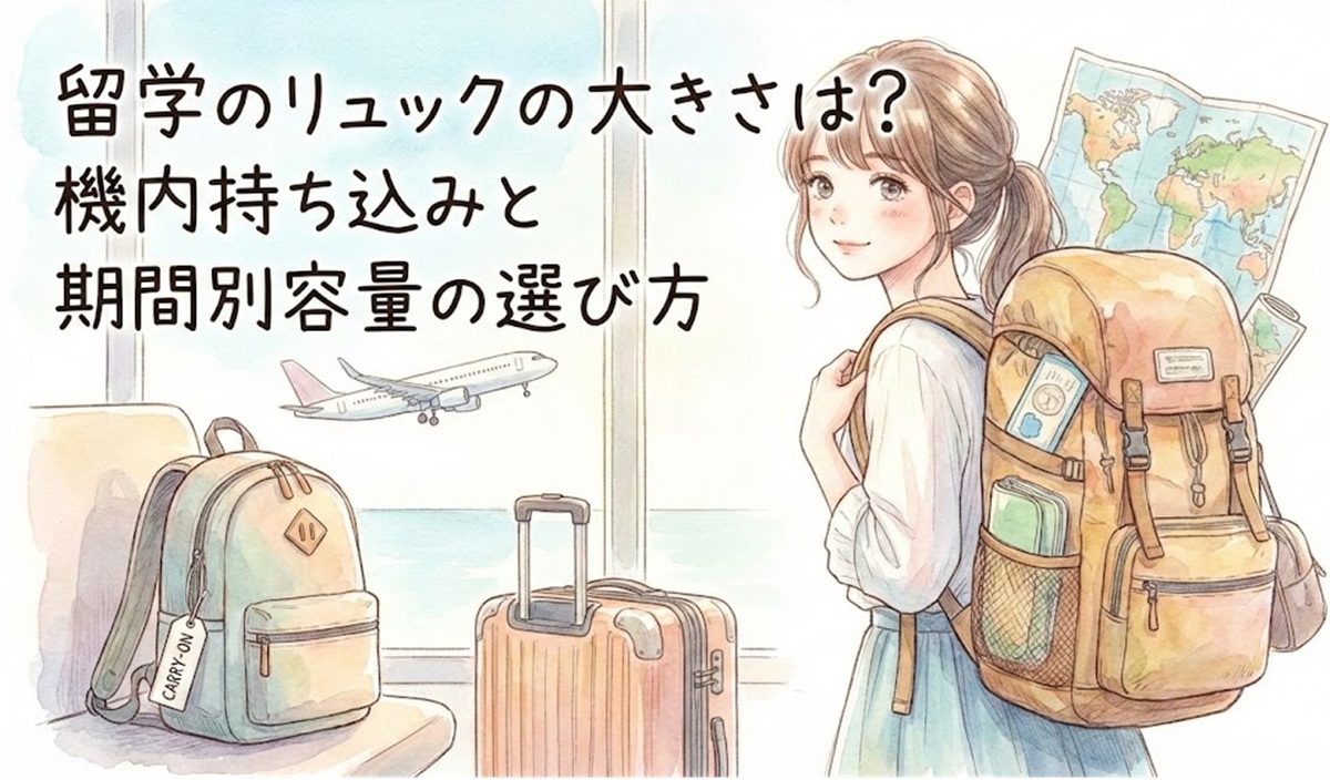 留学のリュックの大きさは？機内持ち込みと期間別容量の選び方