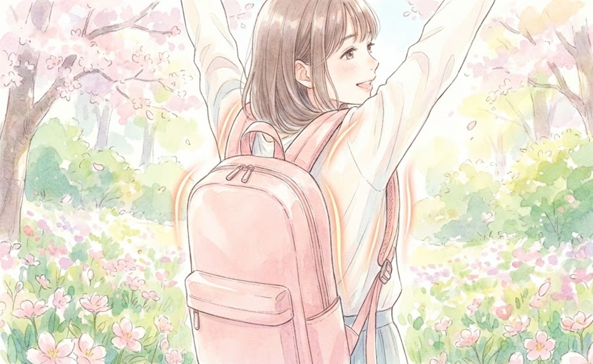留学女子の体に合う疲れにくいリュックのモデル