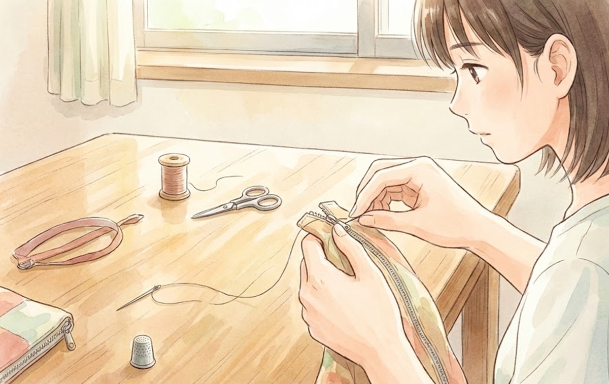 裁縫道具を使った外れたチャックの確実な修復法