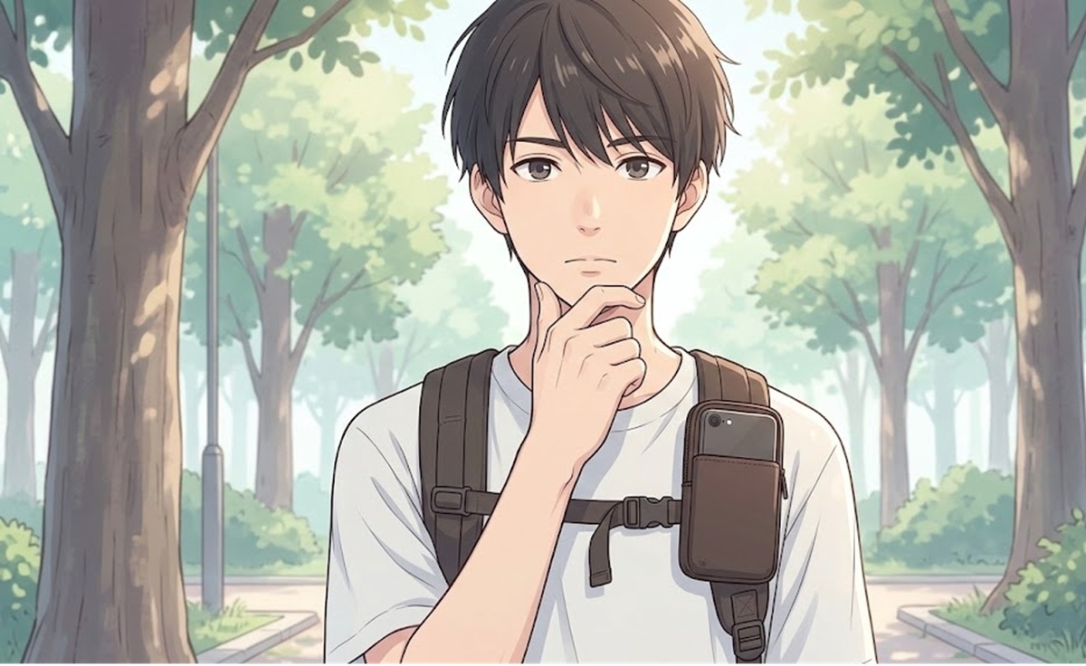 スマホをリュックに直付けポーチで固定して物理的干渉を無くす