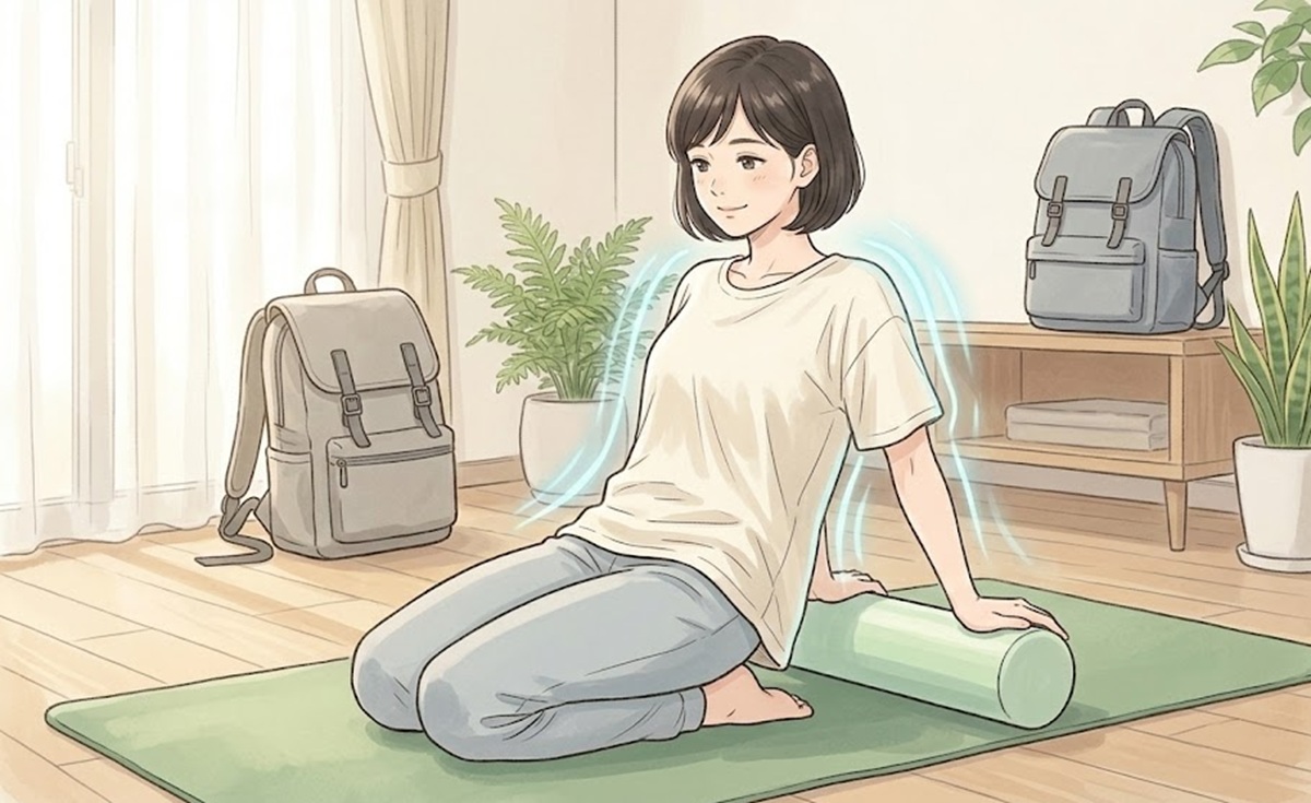 筋膜リリースで姿勢バランスを改善しリュックの肩なじみを良くする