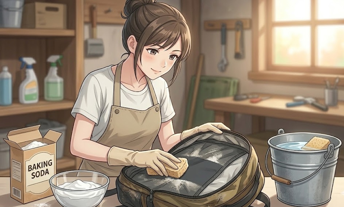 重曹を使ったリュックのコーティング剥がしの手順