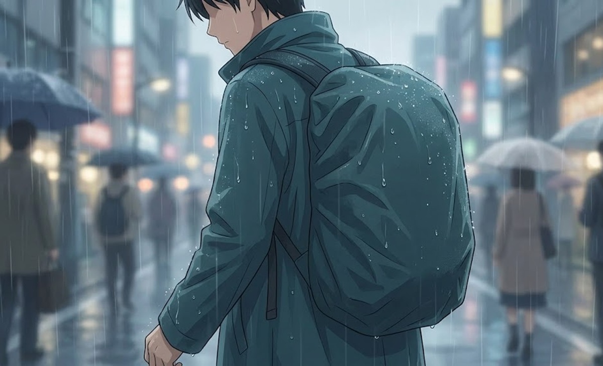 バッグインコート（リュック対応レインコート）による抜本的な雨対策