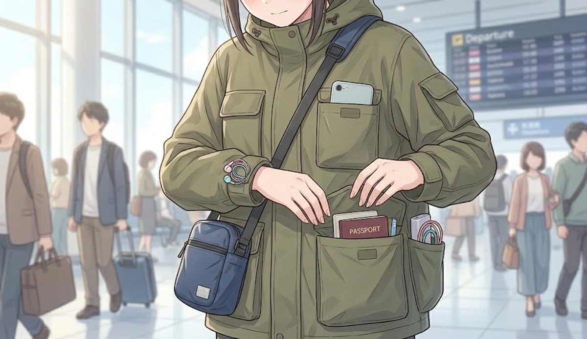 衣服のポケットを収納として活用した荷物の軽量化