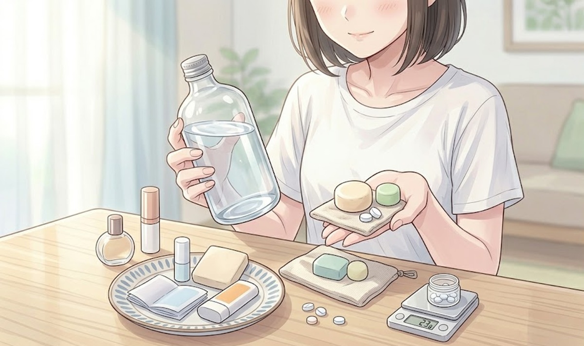 液体類を固形物に置き換えて重量を軽くする工夫